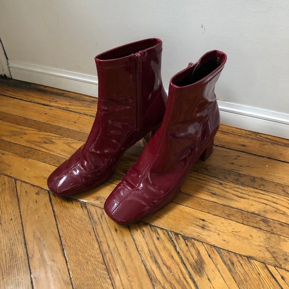 SOLD Zara Burgundy Red Patent Boots - Picture 2 of 7